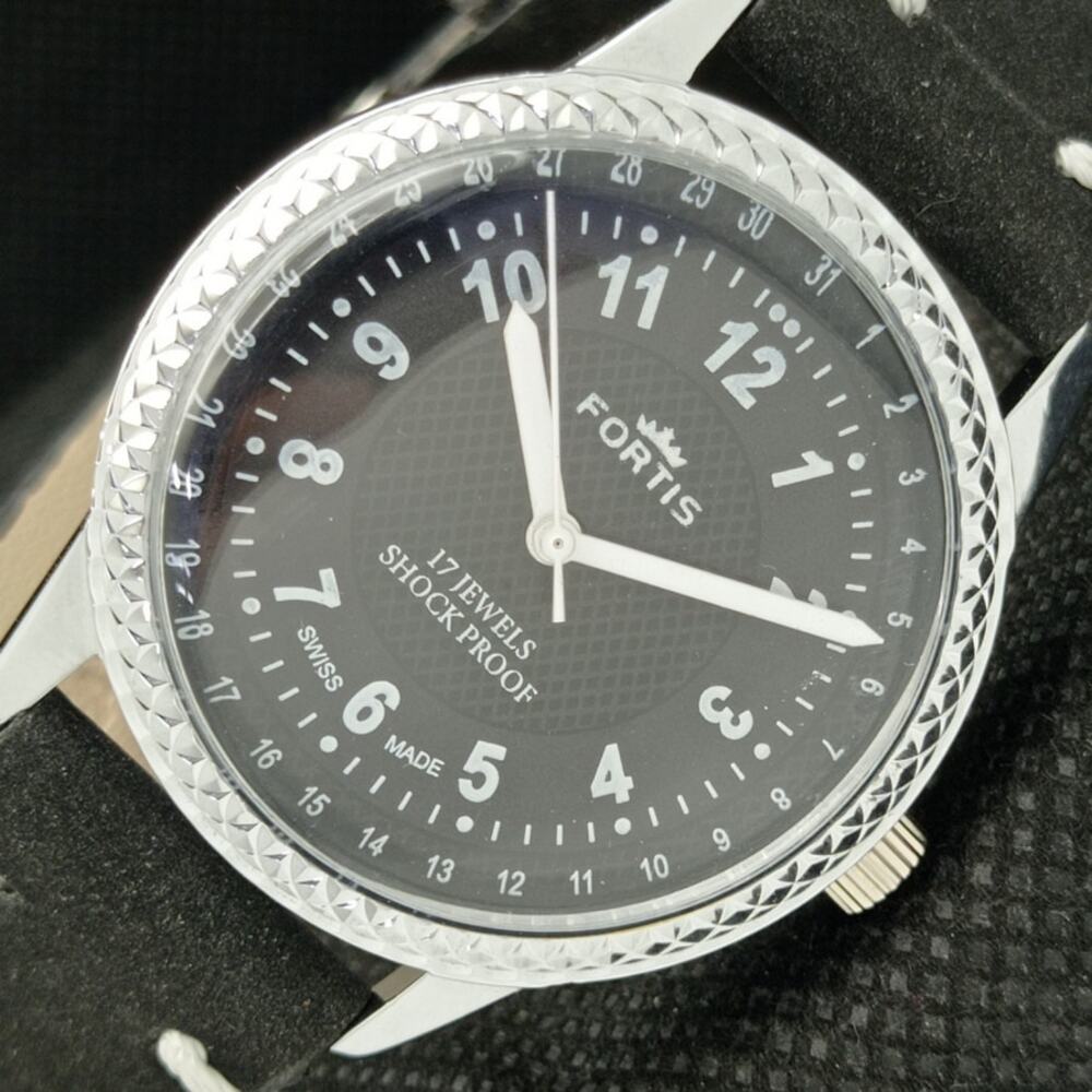 Fortis Men's Black and Silver Watch